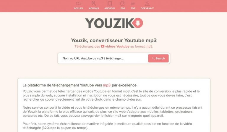 Youzik  l'un des meilleurs convertisseurs YouTube en MP3