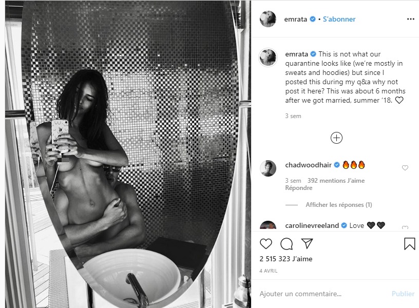 Emily Ratajkowski s'affiche nue