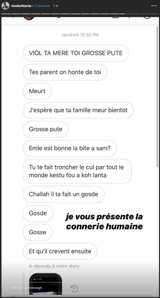 Ines en story sur Instagram suite