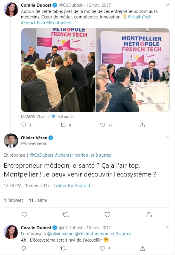 Olivier Véran et Coralie Dubost sur Twitter