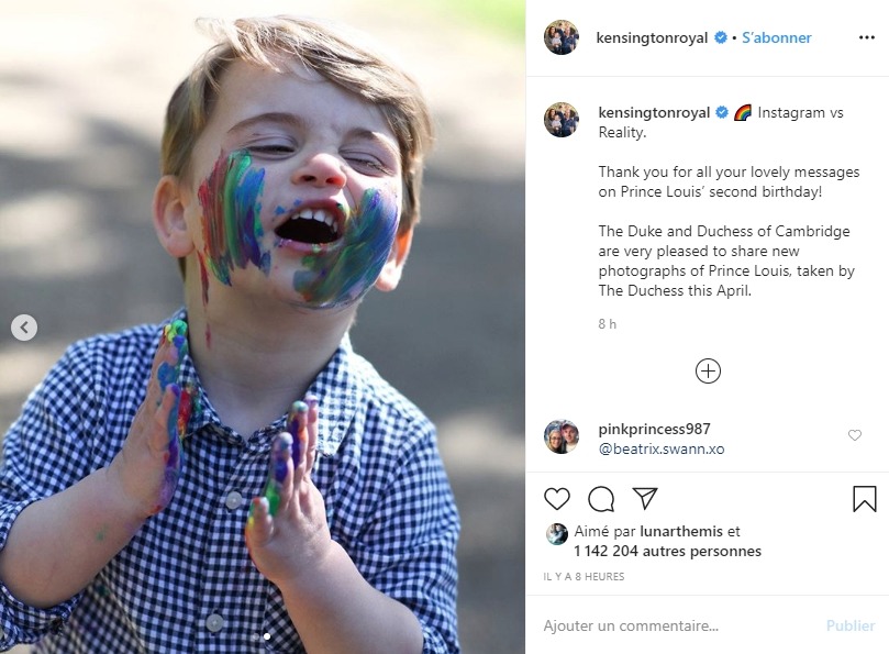Prince Louis sur Instagram