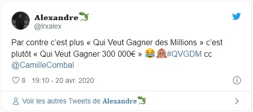 Tweet Qui veut gagner des millions
