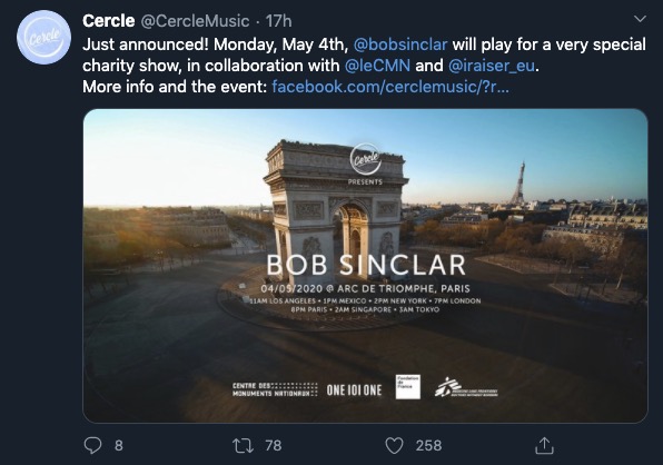 Bob Sinclar en haut de l'Arc de Triomphe le 4 mai 2020 !