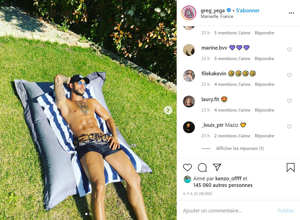 Greg des Marseillais dévoile son corps musclé sur Instagram