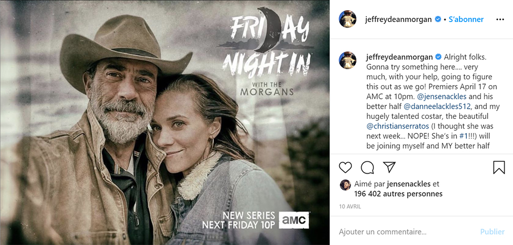 Jeffrey Dean Morgan et sa nouvelle série : Friday Night In with the Morgans