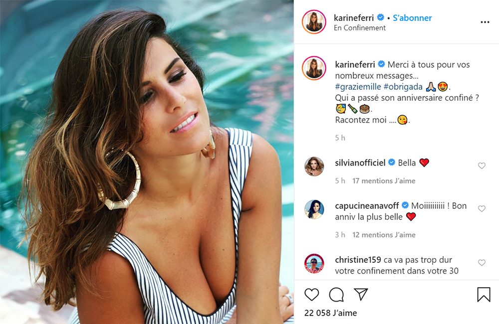 Karine Ferri dévoile son décolleté pour son anniversaire