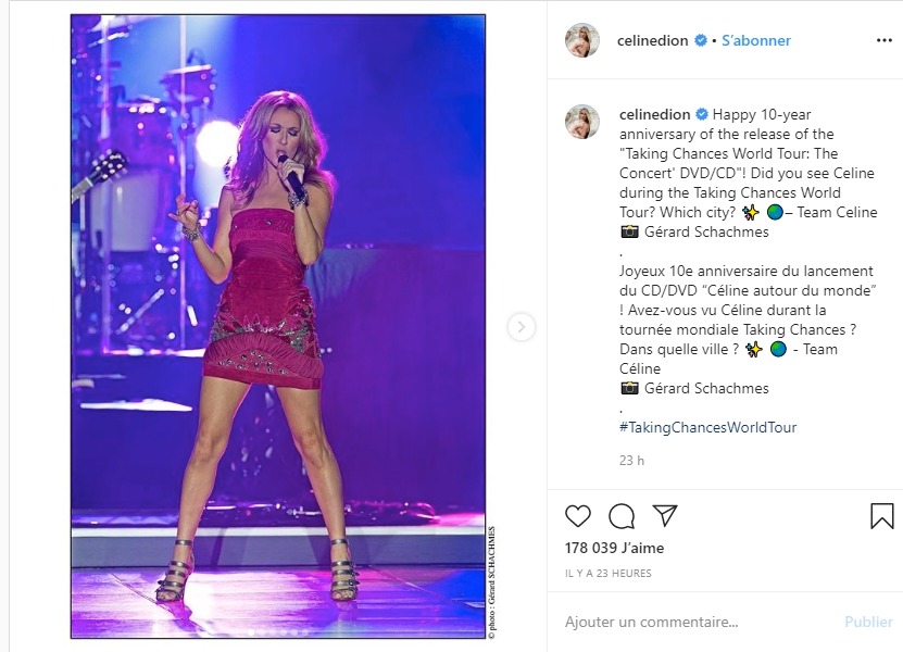Céline Dion sur instagram