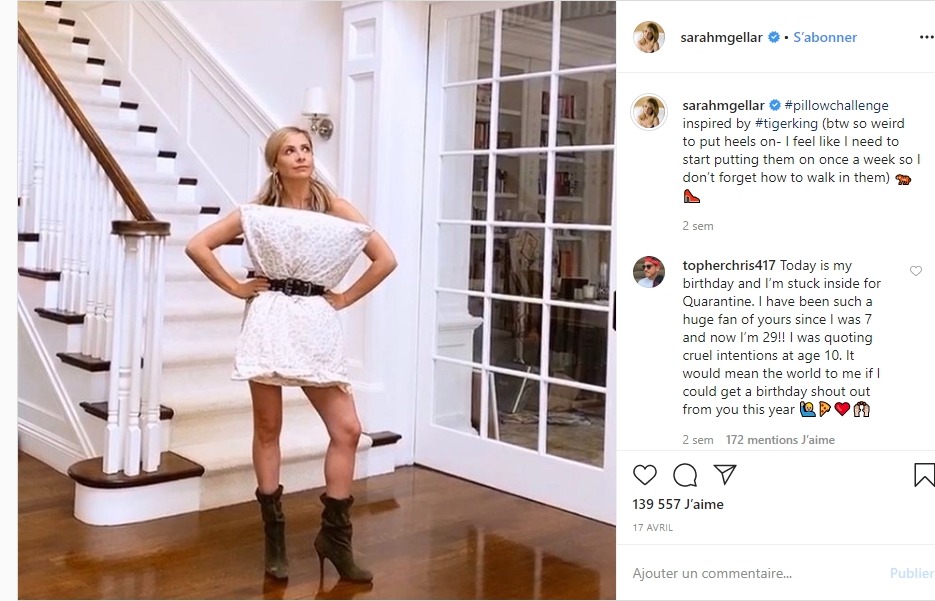 Sarah Michelle Gellar sur instagram