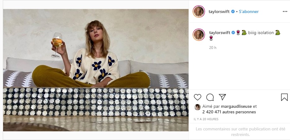 Taylor Swift sur instagram