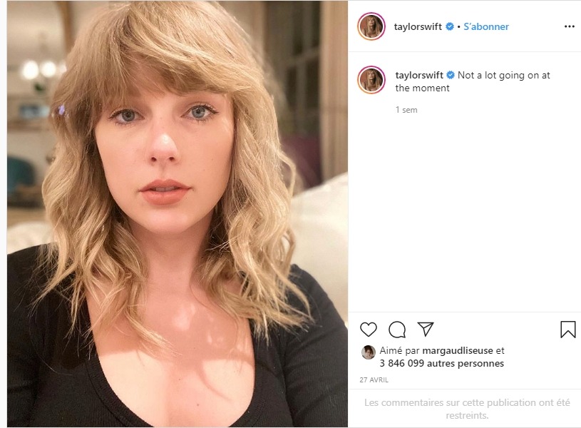 Taylor Swift sur instagram