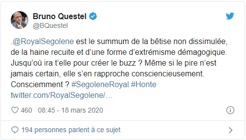 Tweet de Bruno Questel sur Ségolène Royal