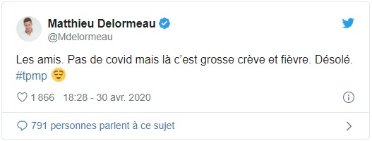 Tweet de Mathieu Delormeau