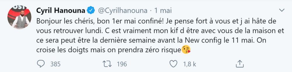 Cyril Hanouna annonce une reprise potentielle de TPMP sur Twitter