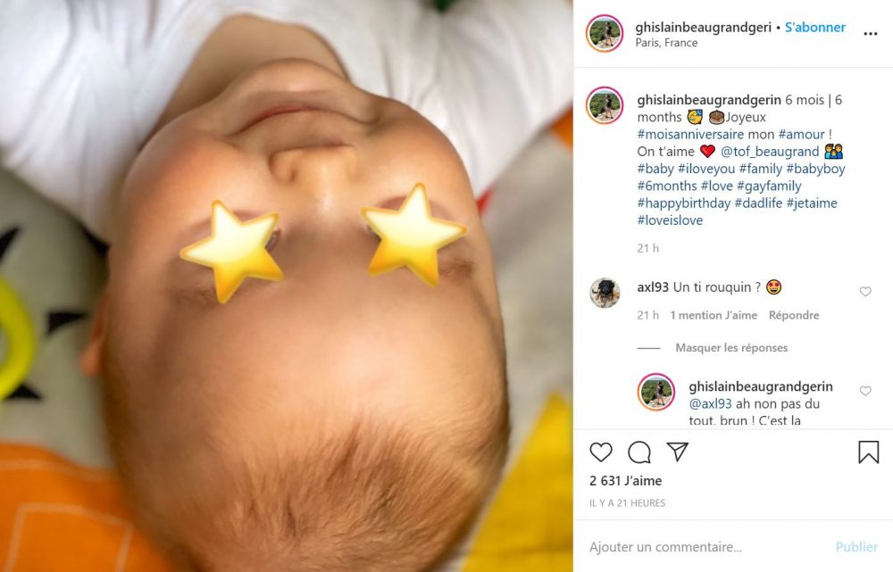 Ghislain Beaugrand (Gerin) poste une photo de son fils pour ses 6 mois