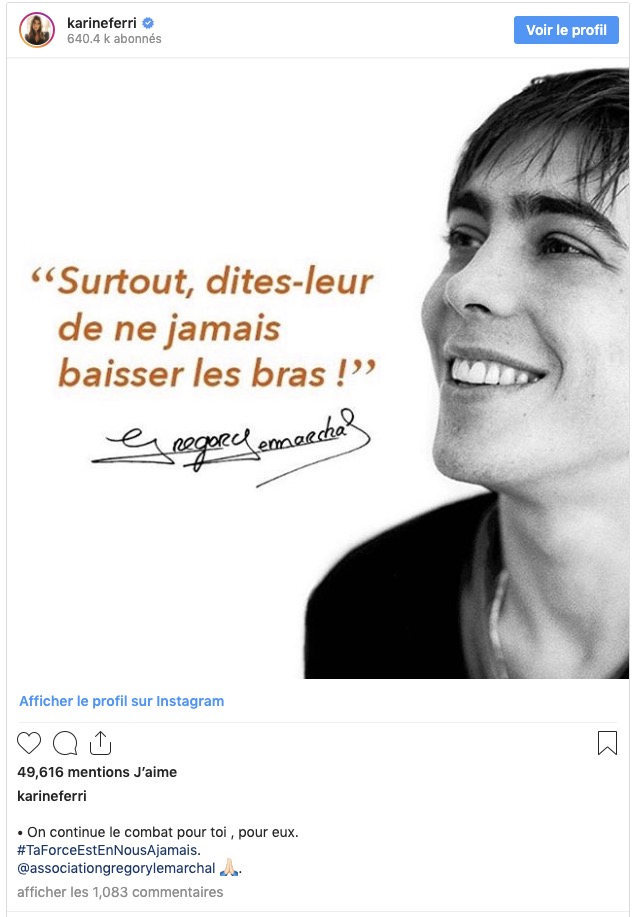 Karine Ferri : son hommage à Grégory Lemarchal