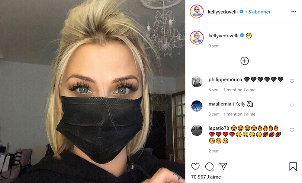 Kelly Vedovelli encourage ses abonnés à se protéger pour battre le coronavirus