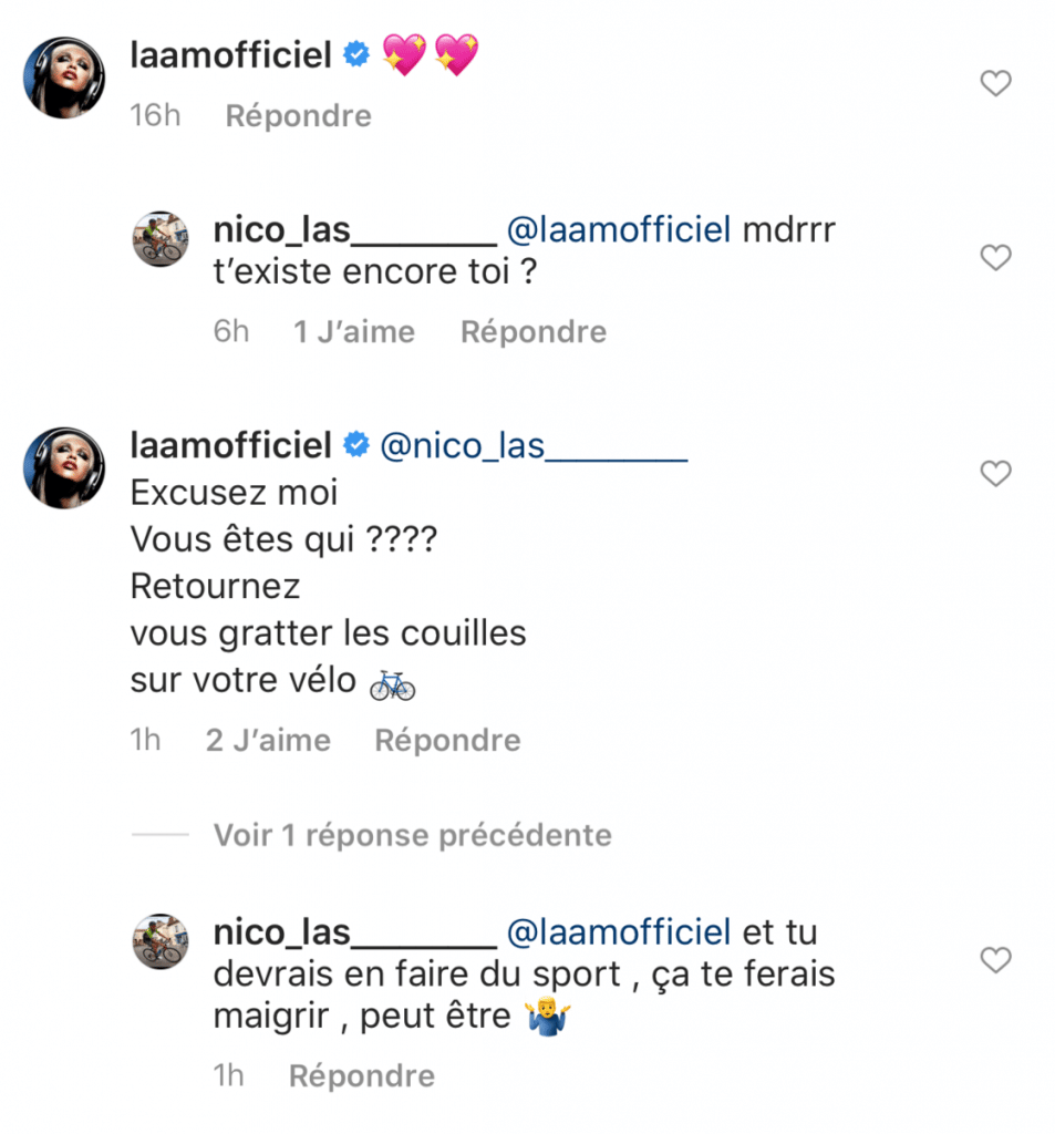 Lââm s'embrouille avec un internaute