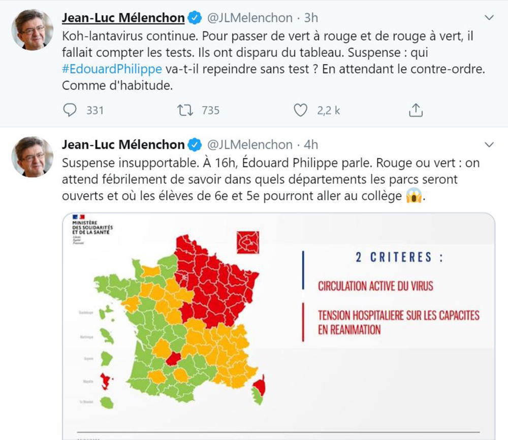 Les tweets ravageurs de Jean-Luc Mélenchon