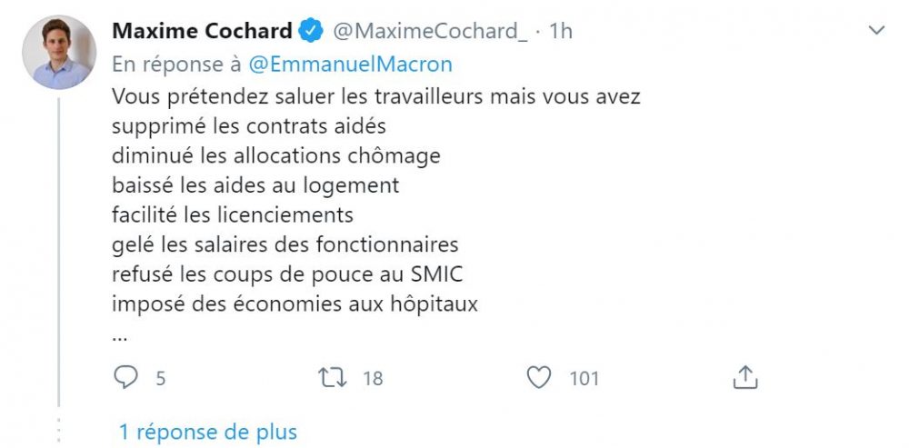 Un abonné se révolte contre Emmanuel Macron sur Twitter