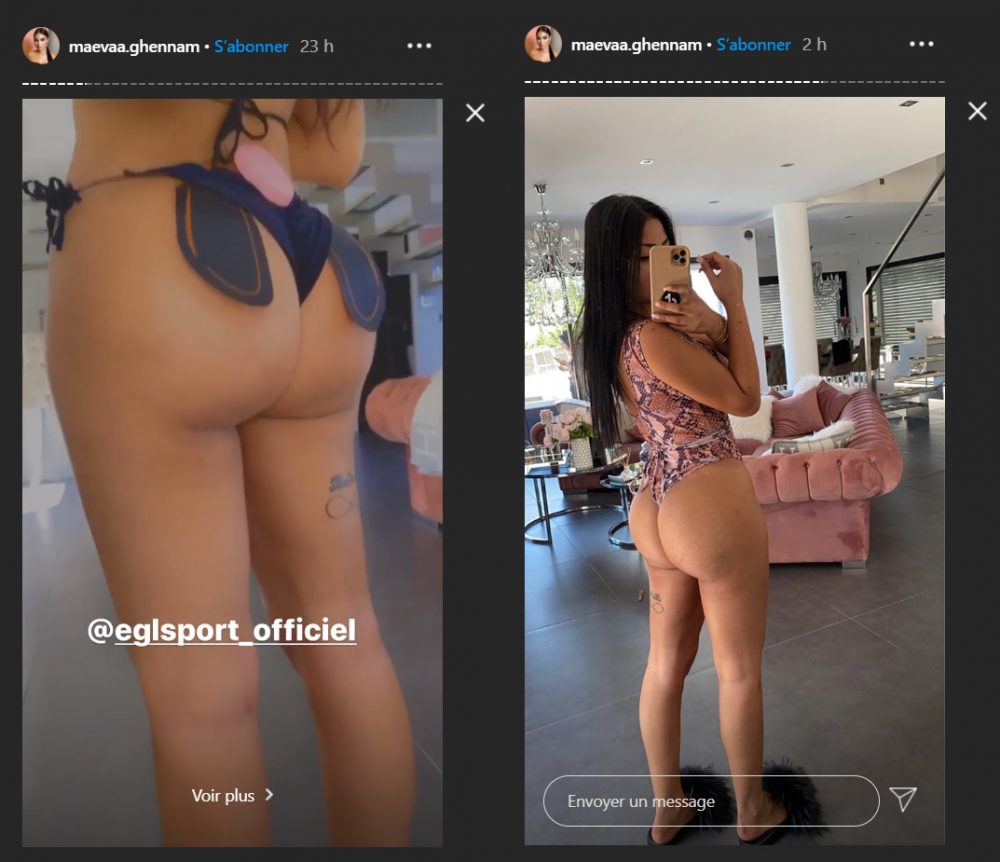 Gros plan sur le derrière de Maeva Ghennam