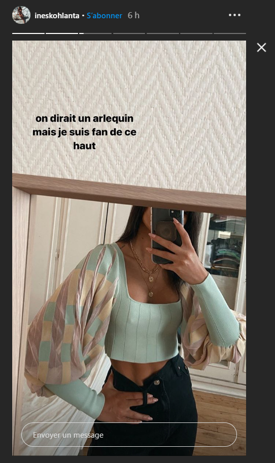 Inès dévoile tout avec un petit top couleur menthe