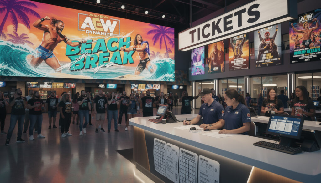 découvrez le nombre final de billets vendus pour aew dynamite beach break 2026, l'événement incontournable de catch professionnel.